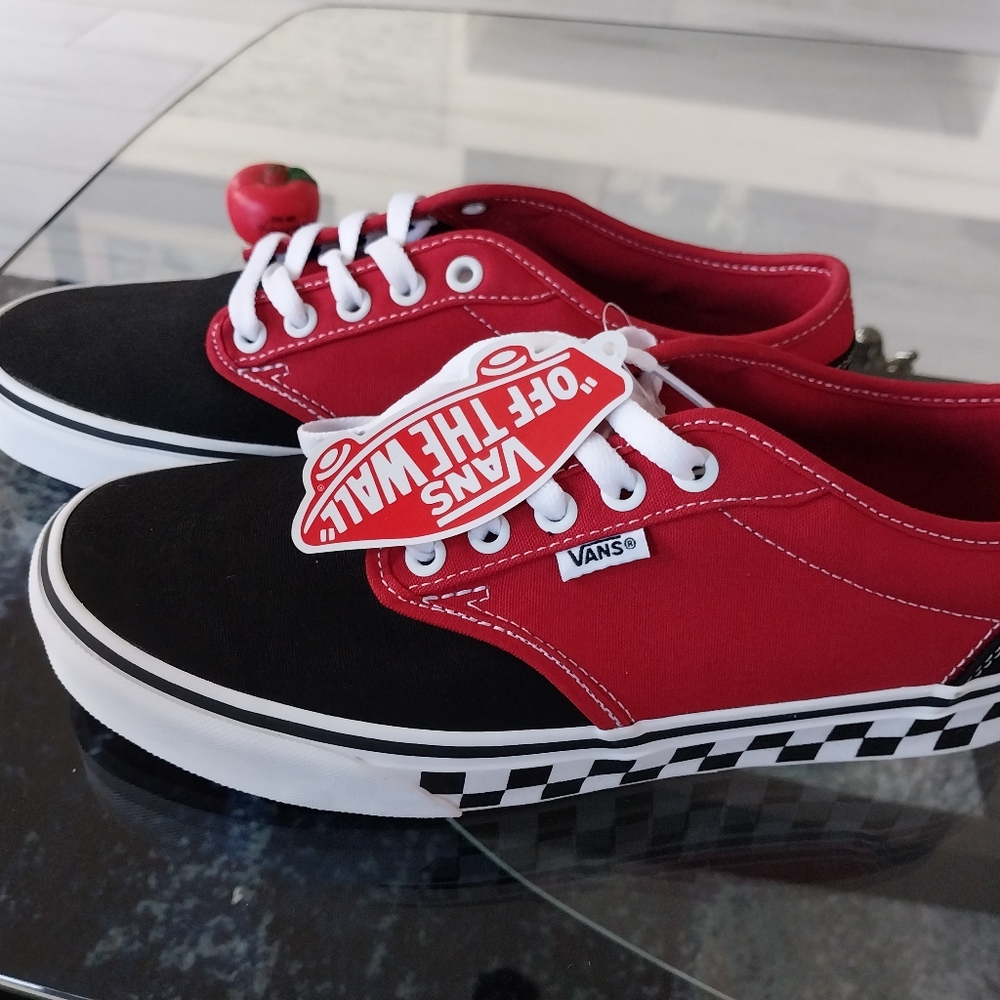 Mens Red Blk Checkered Vans Sz 8 Men NWT